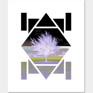 Purple geometric tree Posters and Art